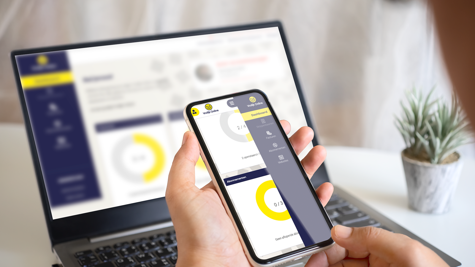 mijn vrolijk online mobiel en web variant in een foto