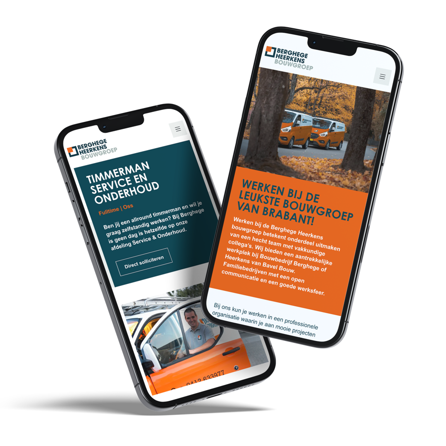 afbeelding berghege heerkens bouwgroep webpagina's op 2 mobile apparaten