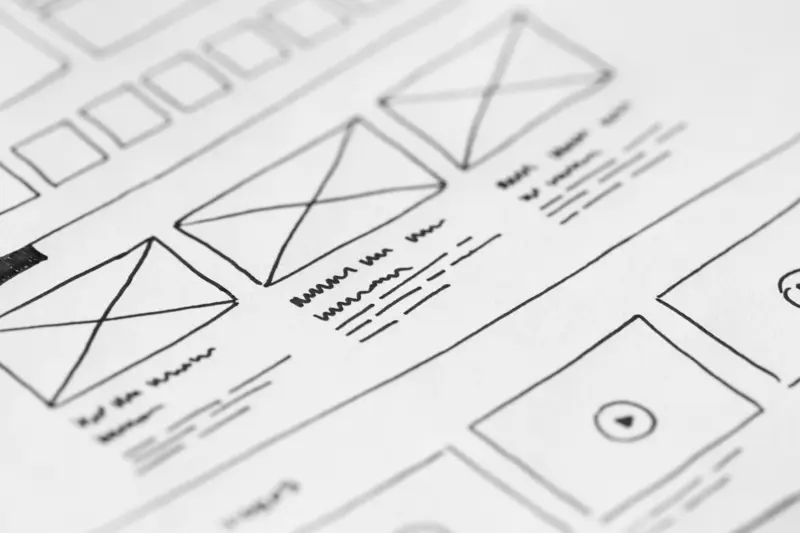 voorbeeld weergave van geïllustreerde wireframes