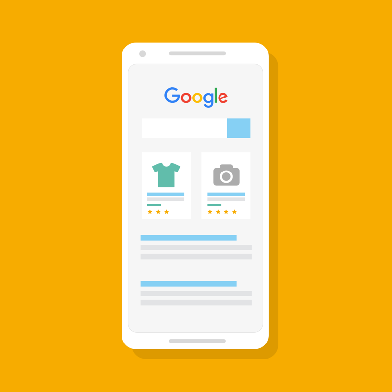 afbeelding google pagina op mobiel met gele achtergrond