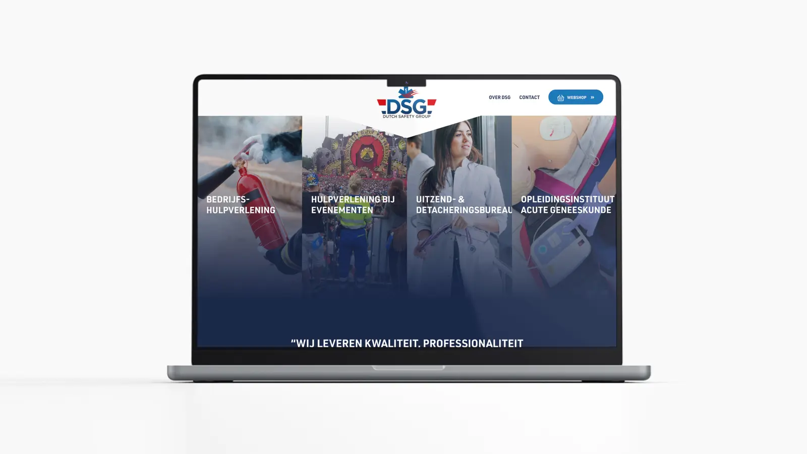 mockup van laptop met website Dutch Safety Group