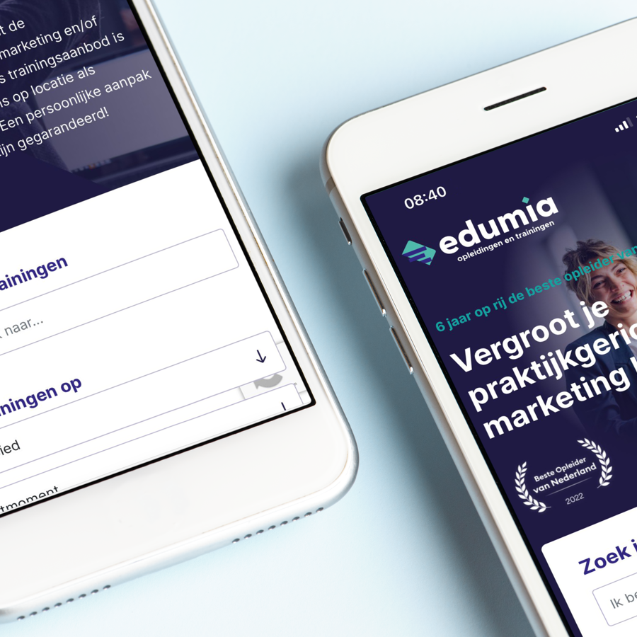 afbeelding van webpagina van edumia op mobiel