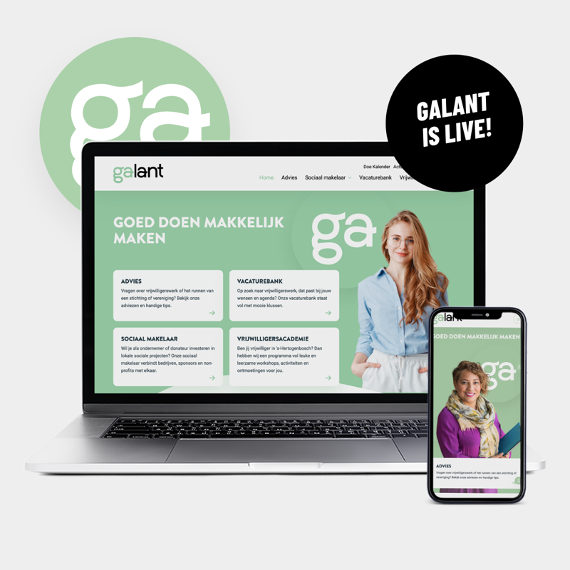 afbeelding van laptop en telefoon waar de website van galant op open staan